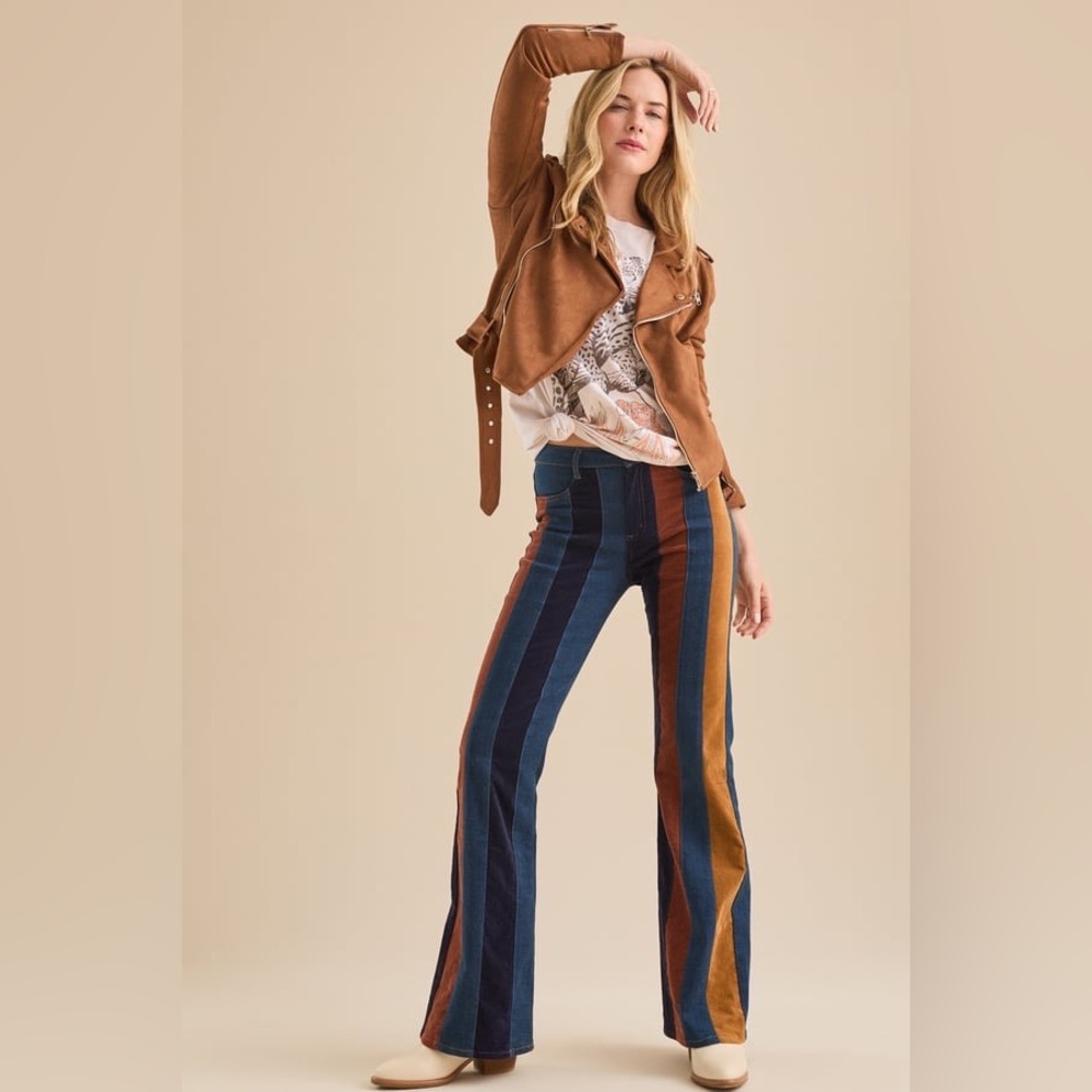Daisy Faux Suede Flare Jeans Size 26